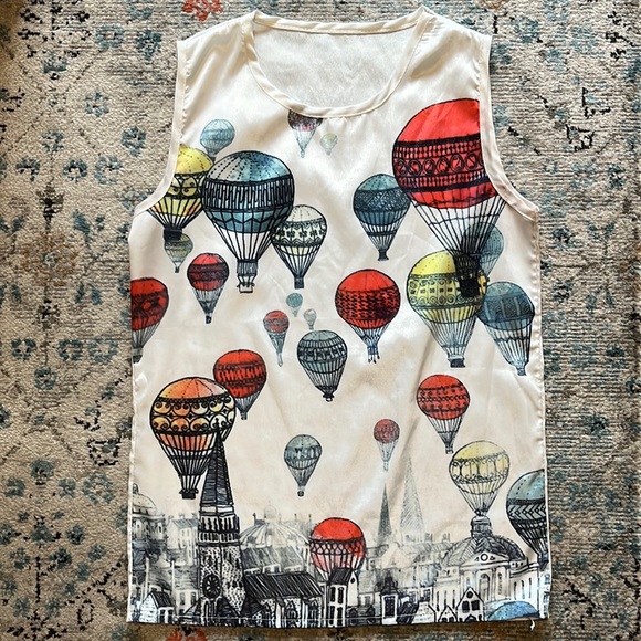 Allegra K Tops - Unique Hot Air Balloon Sleeveless Top